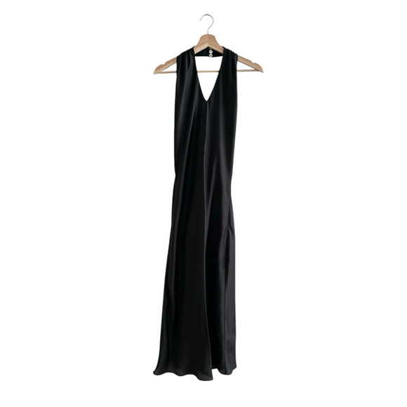 Show Me Your Mumu Jasmine Halter MIDI Dress Black Luxe Satin M - Picture 4 of 6